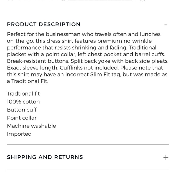 Jos A Banks Ttaveler white long sleeve dress shirt size 16 1/2 32/33 - Picture 9 of 9